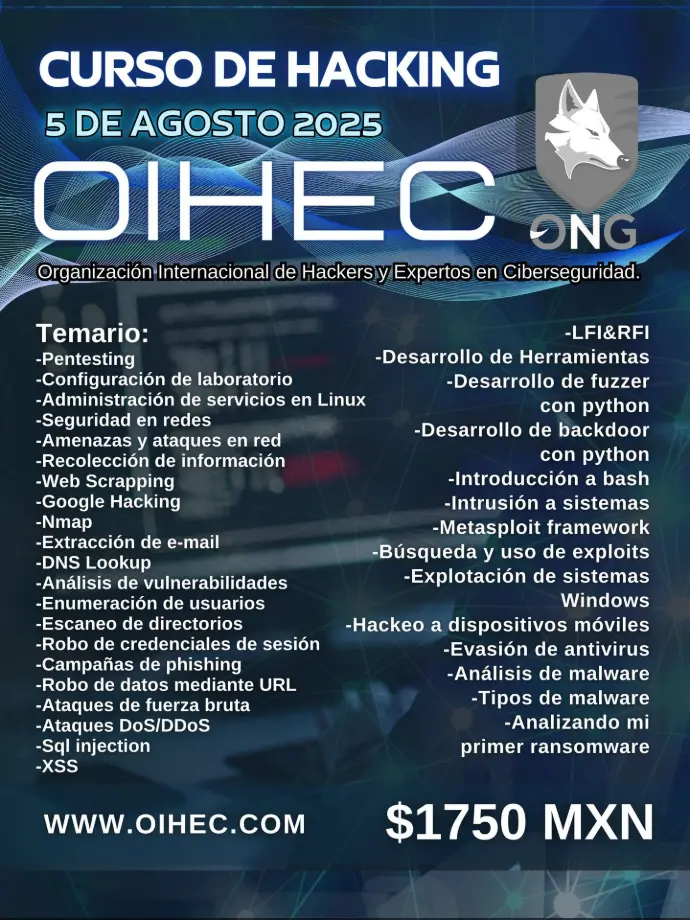 ​Anticipo 50% Curso
Hacking