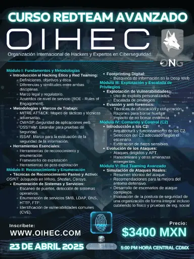 ​​​Anticipo 50% CURSO REDTEAM AVANZADO
