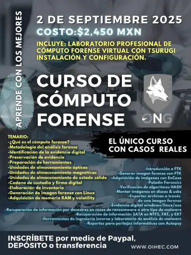 Anticipo 50% Cómputo Forense. 